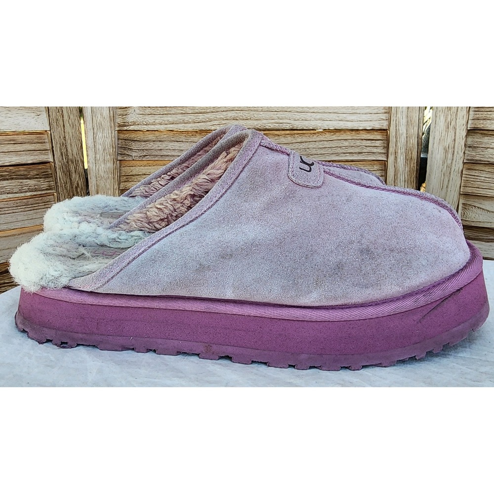 UGG Sz 12 Pink Suede Y2K Disquette Platform Slippers Y2K Girly Soft Girl Era